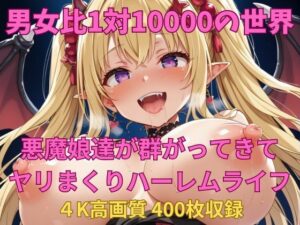 男女比1対10000の世界 悪魔娘達とセックスし放題でちんぽが乾く暇もないヤリ放題ハーレムライフ！！(TailorFetiAI-Pix) [d_570107]