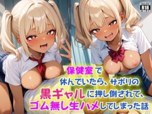 保健室で休んでいたら、サボりで保健室に来た黒ギャルに押し倒されて、ゴム無し生ハメしてしまった話(コスメロン) [d_578292]