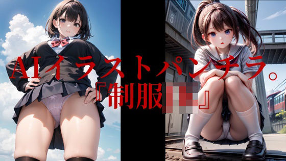 AIイラストパンチラ。『制服JK』(AI美女NANTANO) [d_581636]