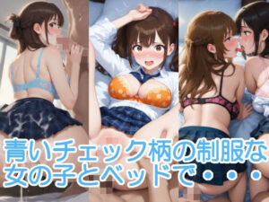 青いチェック柄の制服な女の子とベッドで・・・(へびの皮) [d_583359]