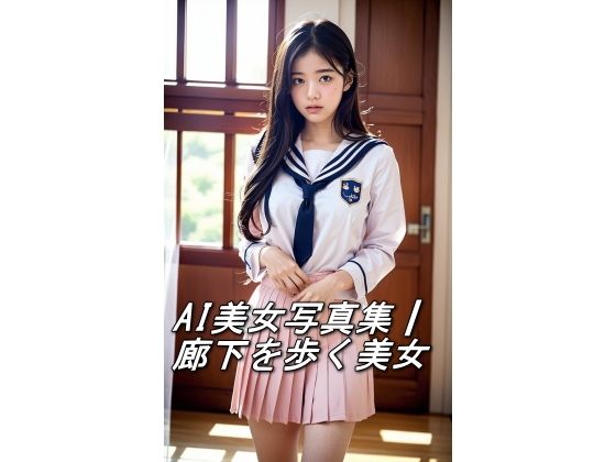 AI美女写真集┃廊下を歩く美女(AI美女写真集┃清楚な大人) [d_585806]