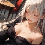 黒いドレスの銀髪少女(fetish-art) [d_611441]