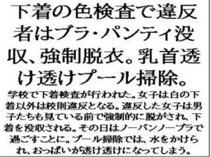 下着の色検査で違反者はブラ・パンティ没収、強●脱衣。乳首透け透けプール掃除。(CMNFリアリズム) [d_614198]