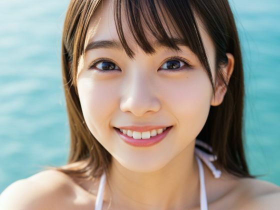 【AI水着美女】白ビキニ彼女と海セルフィーデート 50枚(nui) [d_615351]