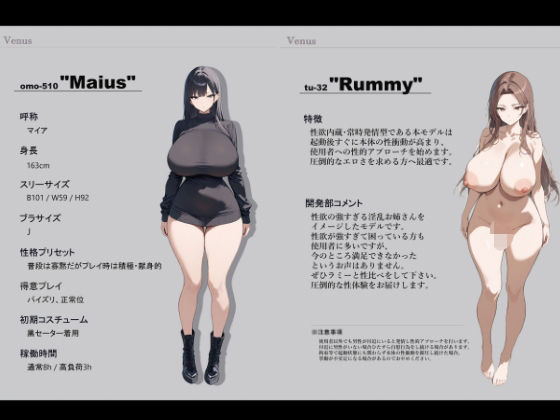 H社セックスアンドロイドブランド「Venus」モデルカタログ(おもちの余熱) [d_616746]