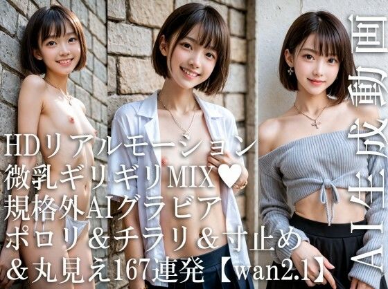 【HDリアルモーション】微乳ギリギリMIX（はーと） 規格外AIグラビア ─ ポロリ＆チラリ＆寸止め＆丸見え167連発【wan2.1】(AItuner) [d_622078]