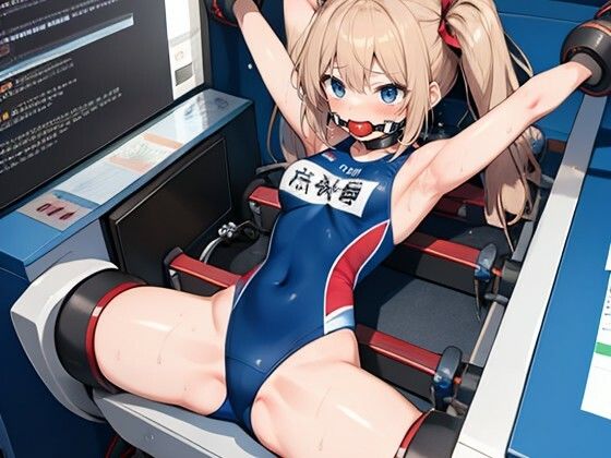 機械拘束な競泳水着風美少女さん(ほげふが) [d_632219]