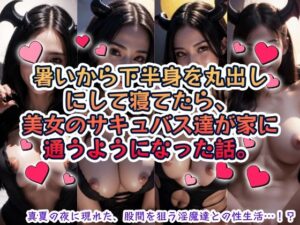 暑いから下半身を丸出しにして寝てたら美女のサキュバス達が家に通うようになった話。(本物志向) [d_642960]