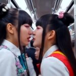 【満員電車】鼻と鼻をくっつけて睨み合う両者。(あいろこーぷ) [d_644516]