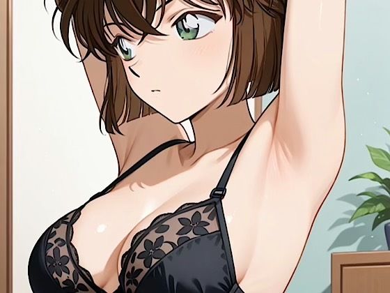 【コナ◯！灰原哀  盗撮  黒ランジェリー】「見たかったぜ・・シェリーのランジェリー・・」(紺のソックス) [d_652078]