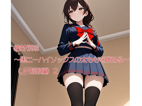 絶対領域〜黒ニーハイソックスの太ももを眺める〜（JK制服編）2縦型(120×75の部屋) [d_665873]