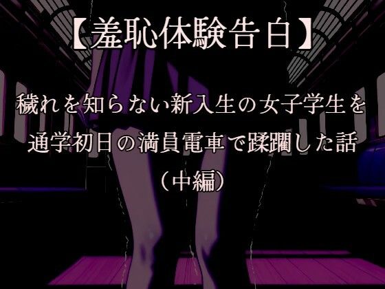 【羞恥体験告白】穢れを知らない新入生の女子学生を通学初日の満員電車で蹂躙した話（中編）CGなし版(羞恥体験告白) [d_667804]
