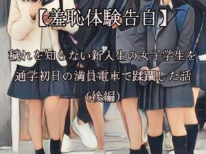 【羞恥体験告白】穢れを知らない新入生の女子学生を通学初日の満員電車で蹂躙した話（後編）CGなし版(羞恥体験告白) [d_669364]