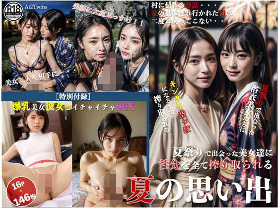 ［ストーリー＋大量画像！］夏祭りで出会った美女達に性分を全て搾り取られる夏の思い出(顔面最強美双子（AI2Twins）) [d_670118]