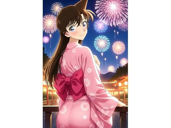 毛〇蘭  浴衣で花火(HKMアート) [d_611673]