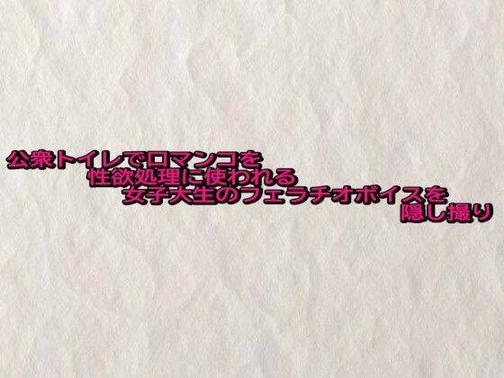 公衆トイレで口マンコを性欲処理に使われる女子大生のフェラチオボイスを隠し撮り(快楽クラブ) [d_683758]