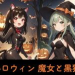 ハロウィン 魔女と黒猫(なきんの小部屋) [d_691833]