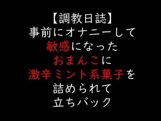 事前にオナニーして敏感になったおまんこに激辛ミント系菓子を詰められて立ちバック(moon cat) [d_705758]