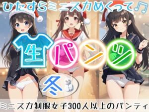【アニメ49分】冬にひたすらミニスカめくって生パンツ！ミニスカートの制服を着た女の子300人以上がパンティーを見せてくれる、妄想の世界での雪が舞う冬景色！ふわふわな雪色の純白ショーツやトランクスから、紺色ブルマやスパッツっぽい下着まで！大胆な女の子から、ツンデレでなかなか見せてくれない女の子まで！現実の世界での街中では、絶対にこんなことをしないでくださいね！！(ひろぴょん工房) [d_704103]