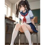 椅子に座った状態でおもらし(スクールおもらし) [d_709315]