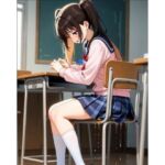 ピンク色カーディガン  教室  おもらし(スクールおもらし) [d_709327]