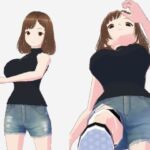 黒いノースリーブにデニムのショートパンツのお姉さん（セリフなし  3DCGモデル  イラスト集）(パイアールフロンティア) [d_714503]