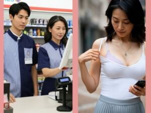 【コンビニの真面目そうなパート熟女、第一話】実は隠れ巨乳のムッツリスケベの貪欲オンナだった(AIアートグラビア) [d_715232]