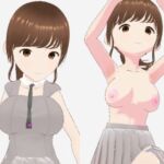 グレーと茶色の真ん中のような色の服のお姉さん（セリフなし  3DCGモデル  イラスト集）(シックススイートナイン) [d_716916]