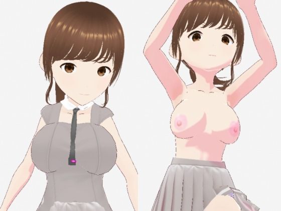 グレーと茶色の真ん中のような色の服のお姉さん（セリフなし  3DCGモデル  イラスト集）(シックススイートナイン) [d_716916]