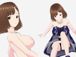 青いドレスを着た巨乳のお姉さん（セリフなし  3DCGモデル  イラスト集）(ファンタスセレブリティ) [d_714906]