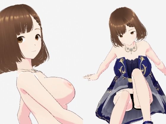 青いドレスを着た巨乳のお姉さん（セリフなし  3DCGモデル  イラスト集）(ファンタスセレブリティ) [d_714906]