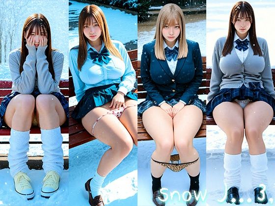 Snow J…3， 〜雪のベンチで魅せるパンチラショット集〜(miyochinAI) [d_718494]