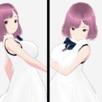 白いワンピース姿に薄いパープルヘアのお姉さん（セリフなし  3DCGモデル  イラスト集）(シックススイートナイン) [d_722235]