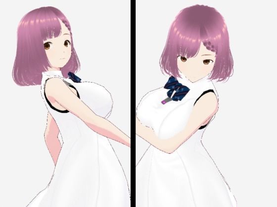 白いワンピース姿に薄いパープルヘアのお姉さん（セリフなし  3DCGモデル  イラスト集）(シックススイートナイン) [d_722235]