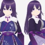 青紫の和模様ドレスの巨乳美女（セリフなし  3DCGモデル  イラスト集）(アフェアーアモーレ) [d_722732]