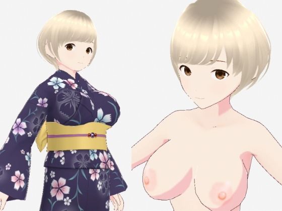 ショートヘアの浴衣のお姉さん（セリフなし  3DCGモデル  イラスト集）(パイアールフロンティア) [d_723709]