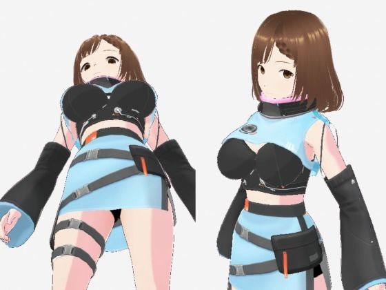 未来から来たような水色の服の巨乳のお姉さん（セリフなし 3DCGモデル イラスト集）(アンリアルパイヤン) [d_735152]