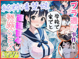純粋清楚妹のブラ透け事件から、学校で家でと連続甘々中出し懇願SEXした話(水彩みなも) [d_739883]