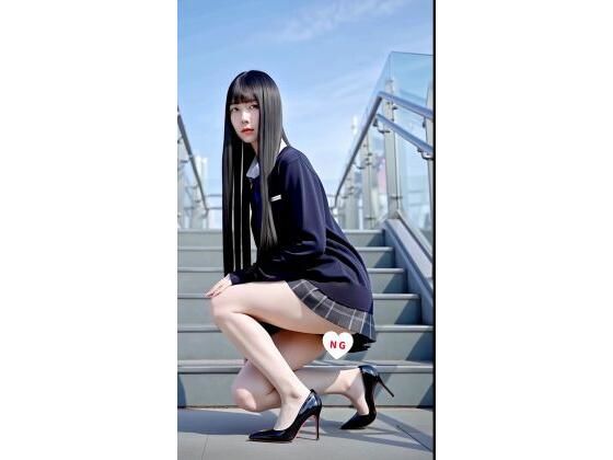 【実写風AIモデル】超スレンダー黒髪ロング×ハイヒール美脚ショートムービー(Slender Long Hair Studio) [d_740861]