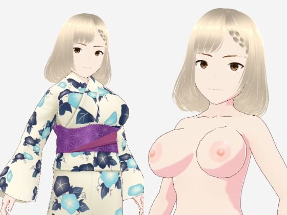 金髪の浴衣の和風美女（セリフなし  3DCGモデル  イラスト集）(アンリアルパイヤン) [d_742753]