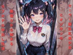 セーラー服の巨乳美少女とオジサンの雨宿りから始まるラブホテル中出し性活(ポンポン工房) [d_755974]