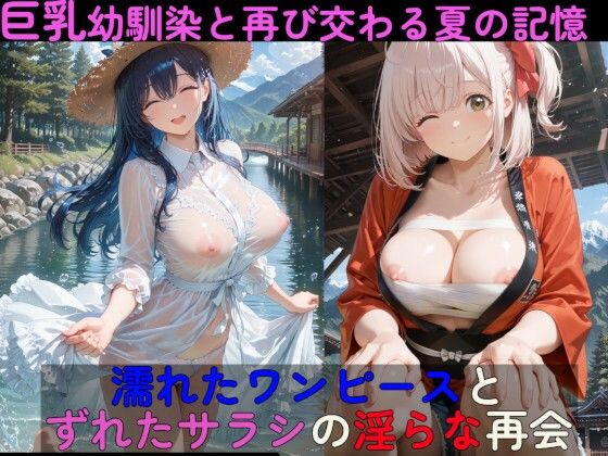巨乳幼馴染と再び交わる夏の記憶  濡れたワンピースとずれたサラシの淫らな再会(高天原AI) [d_758336]