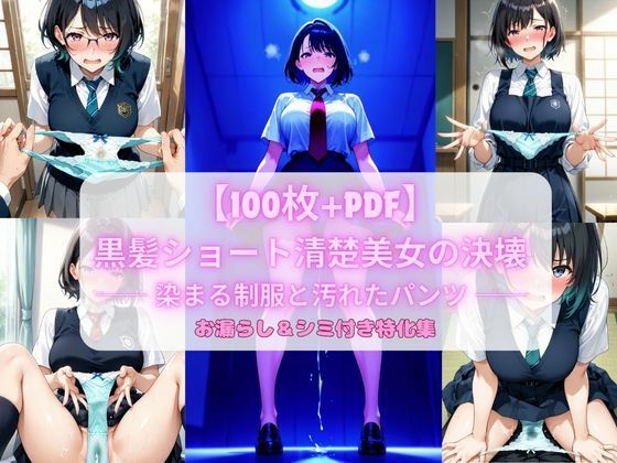 黒髪ショート清楚美女の決壊 ── 染まる制服と汚れたパンツ ── お漏らし＆シミ付き特化集【100枚＋PDF】(こっそりビジョン工房) [d_757271]