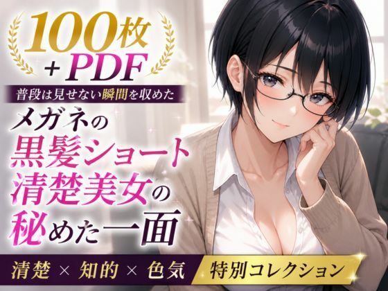 メガネ委員長の秘められた決壊 ── 黒髪ショート清楚美女の染まる下着 ── お漏らし＆シミ付き特化集【100枚＋PDF】(こっそりビジョン工房) [d_765054]
