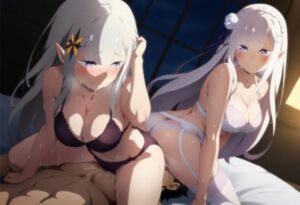 【AIイラスト】エミリア＆サテラ顔面騎乗(尻私欲) [d_766374]