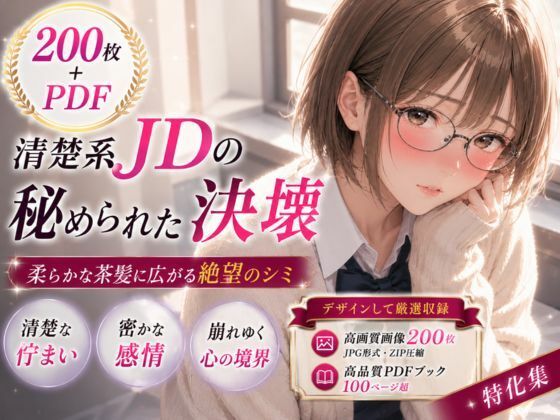 200枚＋PDF】清楚系メガネ女子大生の秘められた決壊 ── 柔らかな茶髪に広がる絶望のシミ ── お漏らし＆シミ付きパンツ特化集(こっそりビジョン工房) [d_771701]