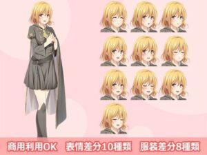 【立ち絵素材R18】金髪ショートの魔法使い少女 フルセットPSDパック(空想番外地) [d_772728]