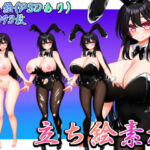 立ち絵素材 黒髪バニーガール(水の木) [d_775587]