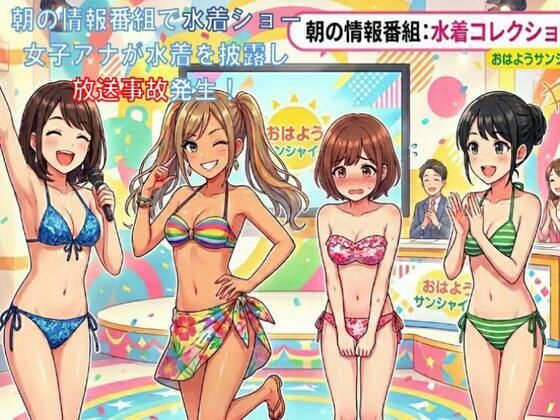 朝の情報番組で水着ショー。女子アナが水着を披露し放送事故発生！(CMNFリアリズム) [d_783166]
