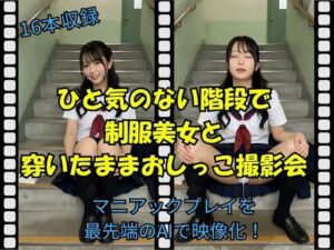 ひと気のない階段で制服美女と穿いたままおしっこ撮影会(Pochi-Pochi) [d_785471]